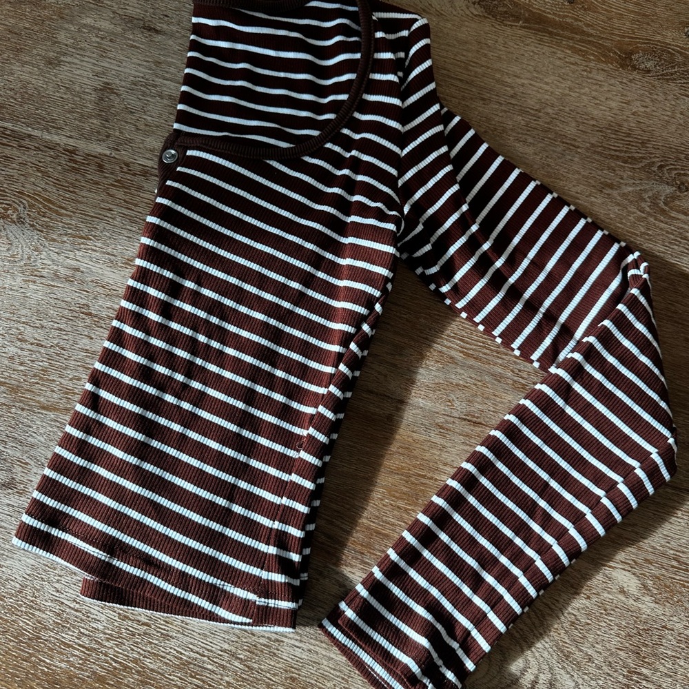 Striped Brown and White Long Sleeve Top